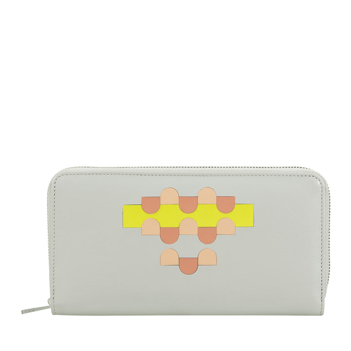 DUDU Portafoglio Donna Grande con Cerniera RFID in Pelle Nappa Zip Around 14 Tasche Porta Carte di credito e Portamonete