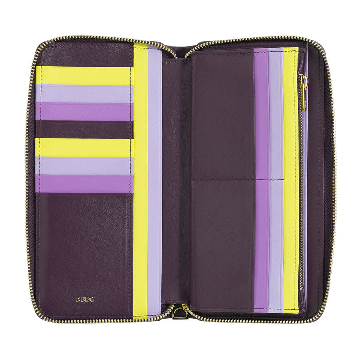 DUDU Portafoglio Donna Grande con Cerniera RFID in Pelle Nappa Zip Around 14 Tasche Porta Carte di credito e Portamonete