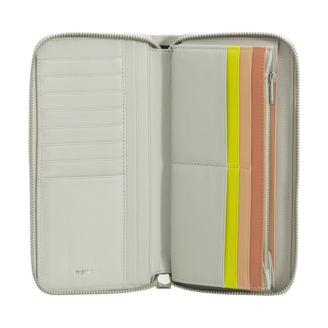DUDU Portafoglio Donna Grande con Cerniera RFID in Pelle Nappa Zip Around 14 Tasche Porta Carte di credito e Portamonete