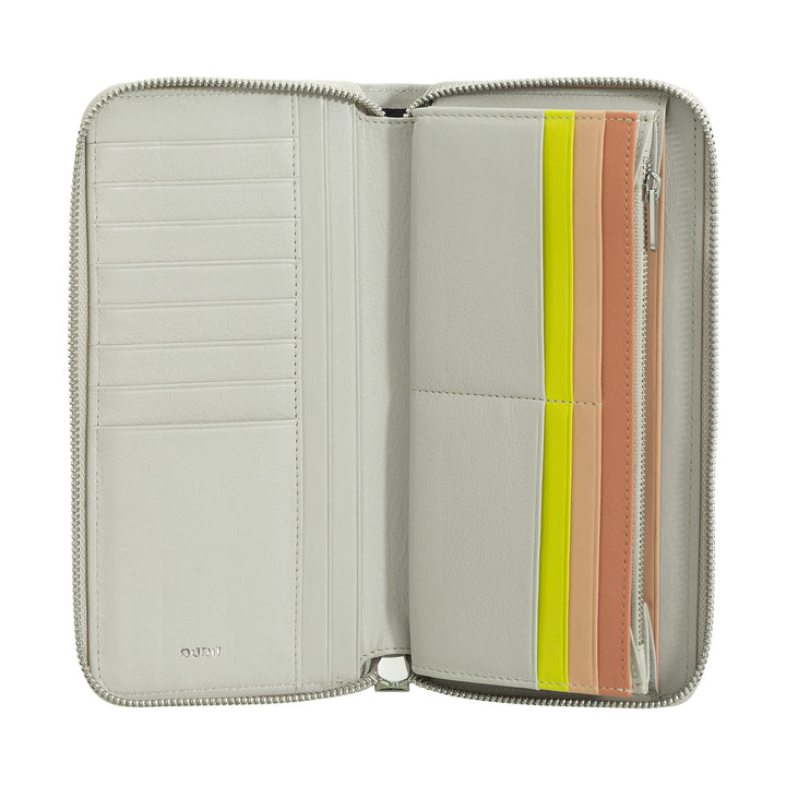 DUDU Portafoglio Donna Grande con Cerniera RFID in Pelle Nappa Zip Around 14 Tasche Porta Carte di credito e Portamonete