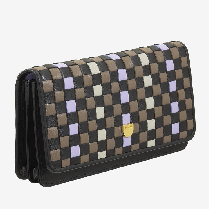 DUDU Portafoglio Donna Intrecciato in Vera Pelle – Portamonete con Zip, Porta Carte Banconote e Scomparti, Elegante Design Artigianale