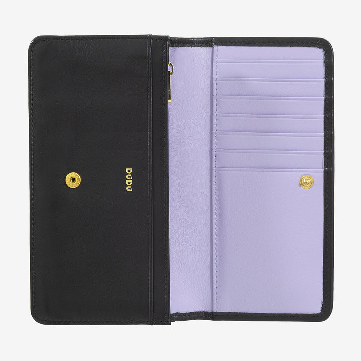 DUDU Portafoglio Donna Intrecciato in Vera Pelle – Portamonete con Zip, Porta Carte Banconote e Scomparti, Elegante Design Artigianale