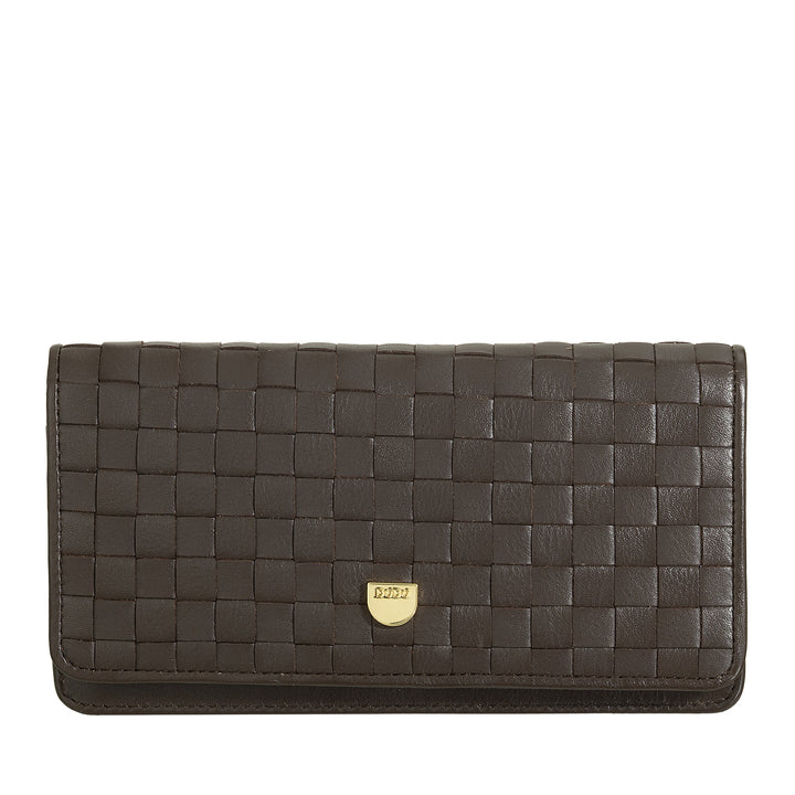 DUDU Portafoglio Donna Intrecciato in Vera Pelle – Portamonete con Zip, Porta Carte Banconote e Scomparti, Elegante Design Artigianale