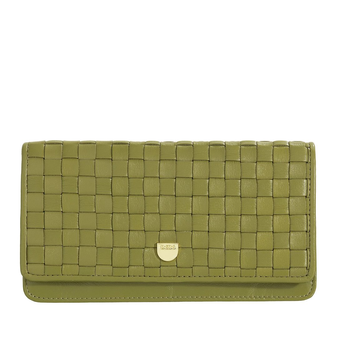 DUDU Portafoglio Donna Intrecciato in Vera Pelle – Portamonete con Zip, Porta Carte Banconote e Scomparti, Elegante Design Artigianale