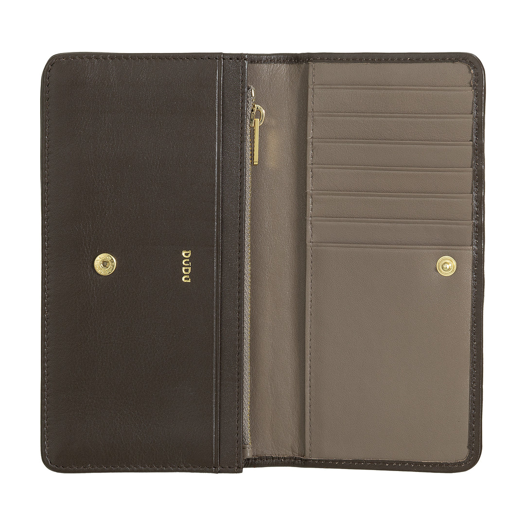 DUDU Portafoglio Donna Intrecciato in Vera Pelle – Portamonete con Zip, Porta Carte Banconote e Scomparti, Elegante Design Artigianale