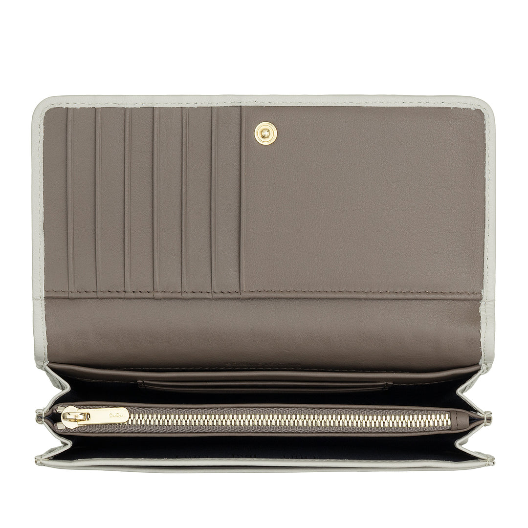 DUDU Portafoglio Donna Intrecciato in Vera Pelle – Portamonete con Zip, Porta Carte Banconote e Scomparti, Elegante Design Artigianale