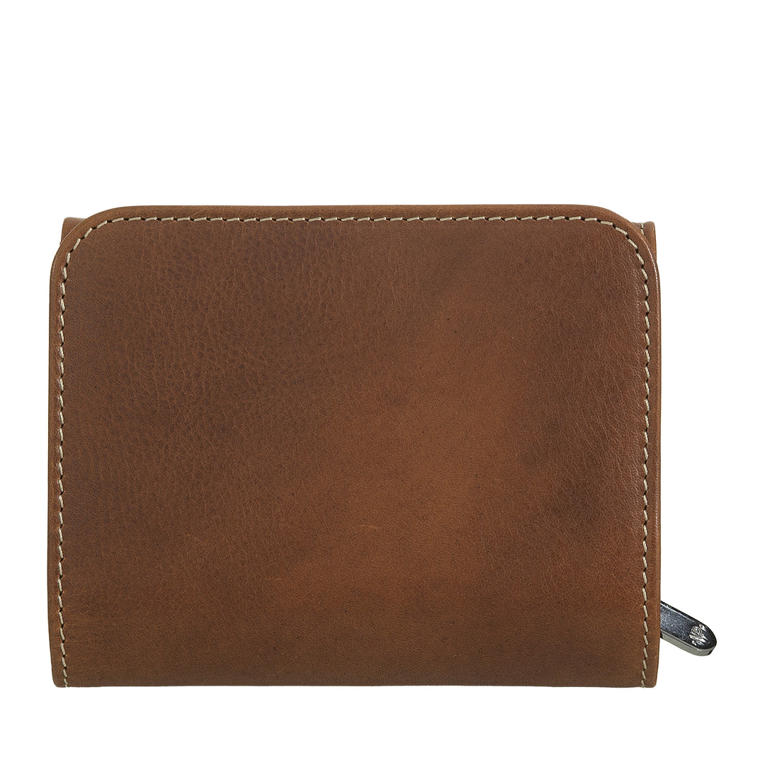 Nuvola Pelle Portafoglio Donna in Pelle con Portamonete a Cerniera – Elegante Portafogli con Zip, Scomparti per Carte e Banconote, Design Compatto e Funzionale