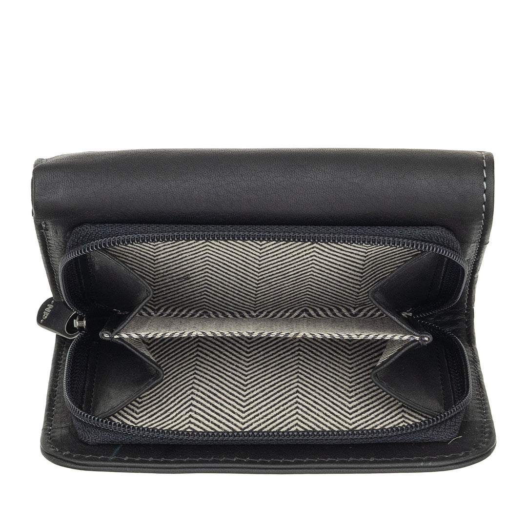 Nuvola Pelle Portafoglio Donna in Pelle con Portamonete a Cerniera – Elegante Portafogli con Zip, Scomparti per Carte e Banconote, Design Compatto e Funzionale