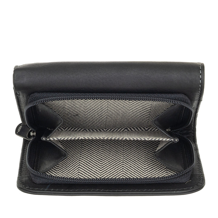 Nuvola Pelle Portafoglio Donna in Pelle con Portamonete a Cerniera – Elegante Portafogli con Zip, Scomparti per Carte e Banconote, Design Compatto e Funzionale