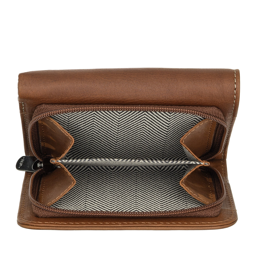 Nuvola Pelle Portafoglio Donna in Pelle con Portamonete a Cerniera – Elegante Portafogli con Zip, Scomparti per Carte e Banconote, Design Compatto e Funzionale