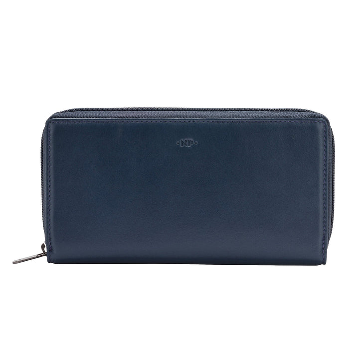 Nuvola Pelle Portafoglio Donna Grande con Cerniera in Pelle Zip Around 14 Tasche Porta Carte di credito e Portamonete