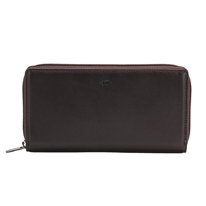 Nuvola Pelle Portafoglio Donna Grande con Cerniera in Pelle Zip Around 14 Tasche Porta Carte di credito e Portamonete