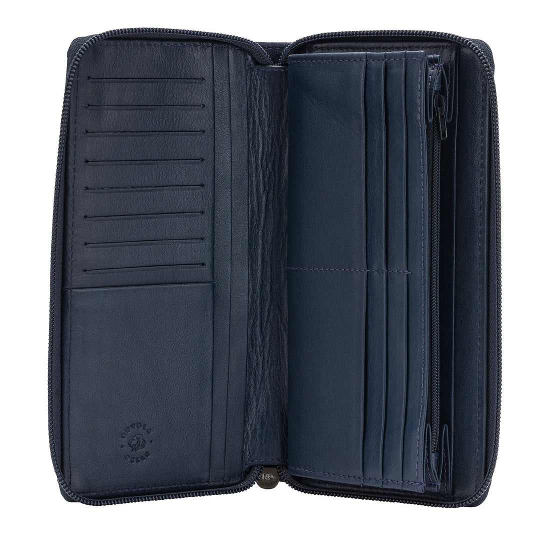 Nuvola Pelle Portafoglio Donna Grande con Cerniera in Pelle Zip Around 14 Tasche Porta Carte di credito e Portamonete