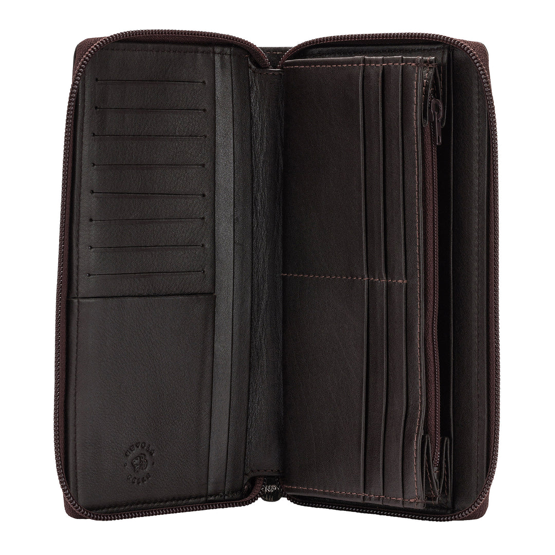 Nuvola Pelle Portafoglio Donna Grande con Cerniera in Pelle Zip Around 14 Tasche Porta Carte di credito e Portamonete
