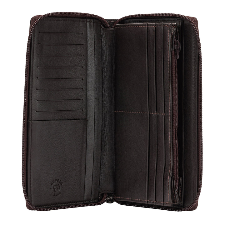 Nuvola Pelle Portafoglio Donna Grande con Cerniera in Pelle Zip Around 14 Tasche Porta Carte di credito e Portamonete