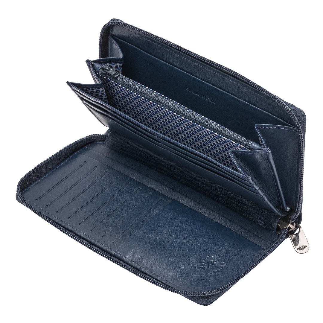 Nuvola Pelle Portafoglio Donna Grande con Cerniera in Pelle Zip Around 14 Tasche Porta Carte di credito e Portamonete