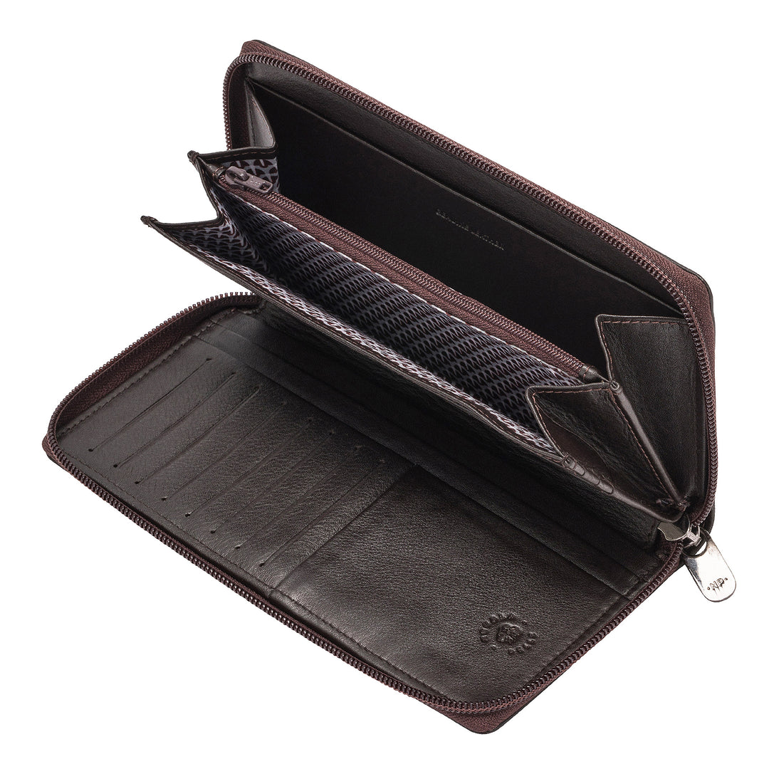 Nuvola Pelle Portafoglio Donna Grande con Cerniera in Pelle Zip Around 14 Tasche Porta Carte di credito e Portamonete