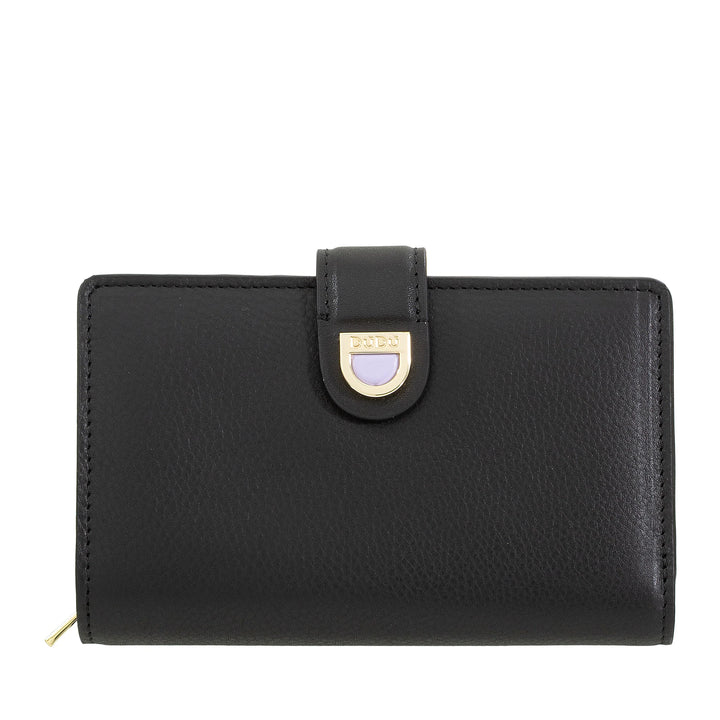DUDU Portafoglio Donna in Pelle con Portamonete con Zip e Porta Carte - Portafogli Donna Elegante e Funzionale per Tessere, Banconote e Monete