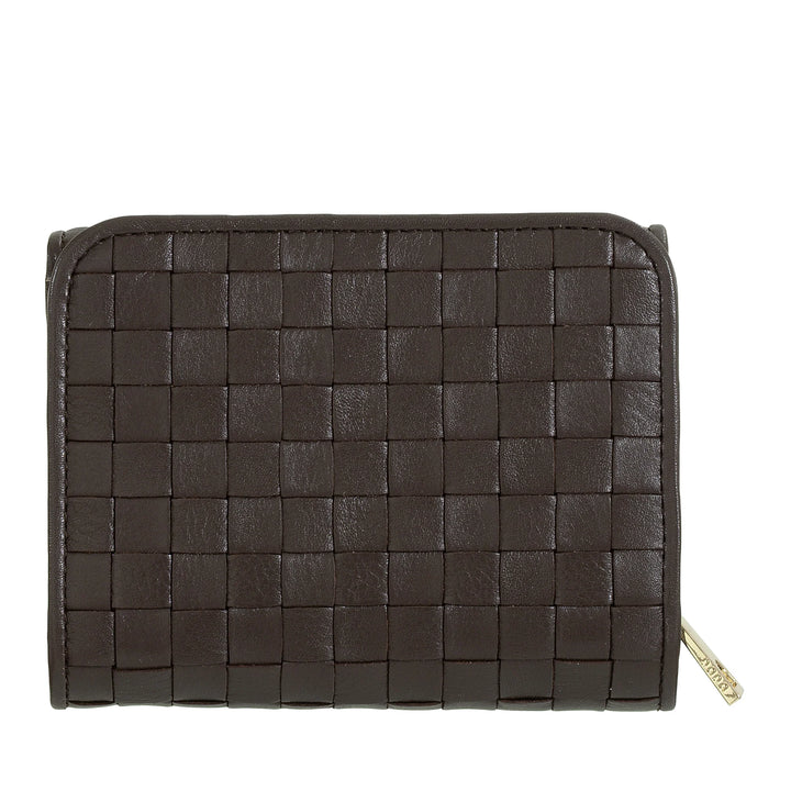 DUDU Portafoglio Donna in Pelle Intrecciata - Portafogli Compatto con Portamonete a Cerniera Zip, Porta Banconote Porta Carte Elegante