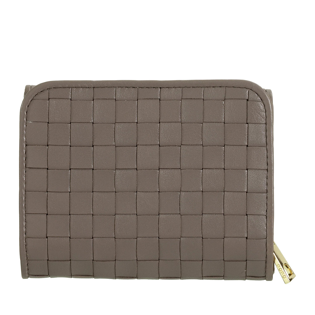 DUDU Portafoglio Donna in Pelle Intrecciata - Portafogli Compatto con Portamonete a Cerniera Zip, Porta Banconote Porta Carte Elegante