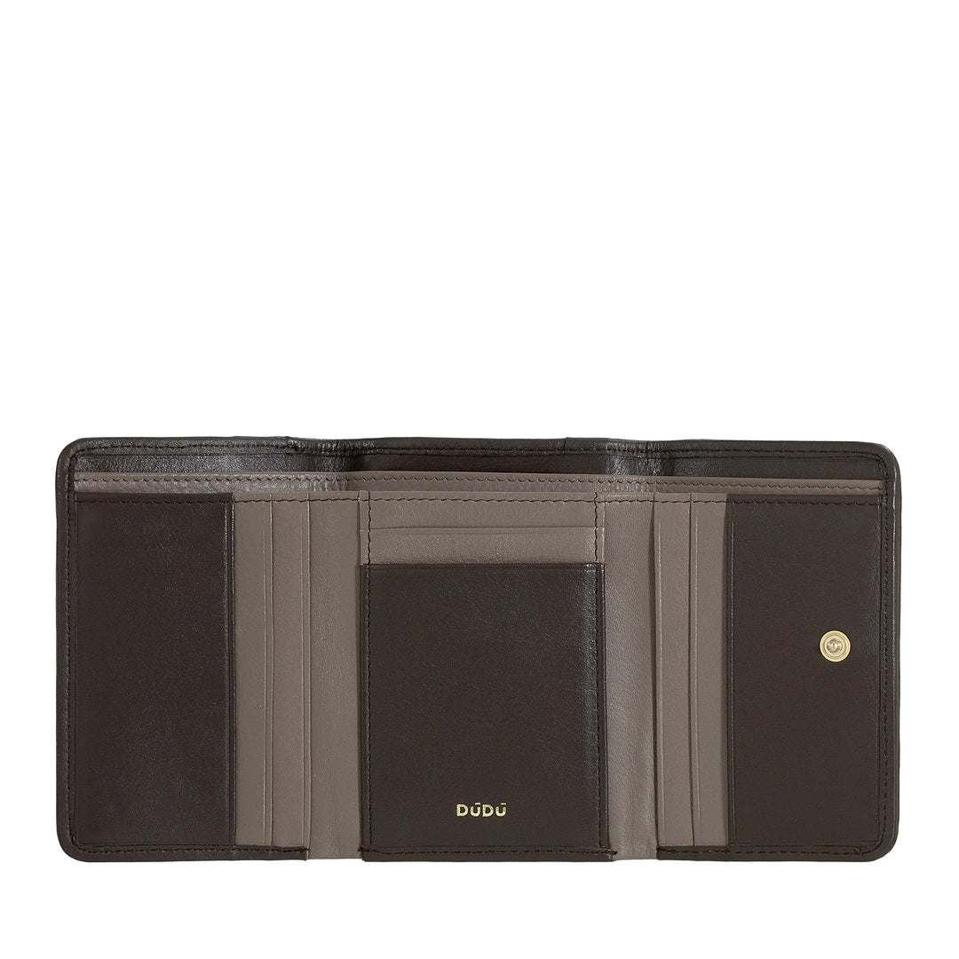 DUDU Portafoglio Donna in Pelle Intrecciata - Portafogli Compatto con Portamonete a Cerniera Zip, Porta Banconote Porta Carte Elegante