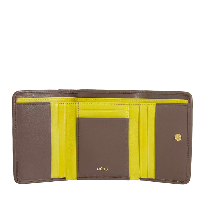 DUDU Portafoglio Donna in Pelle Intrecciata - Portafogli Compatto con Portamonete a Cerniera Zip, Porta Banconote Porta Carte Elegante