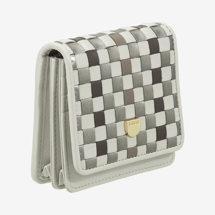 DUDU Portafoglio Piccolo Donna Pelle Intrecciata – Elegante e Compatto con Scomparti per Carte, Tessere, Banconote e Monete – Design Raffinato