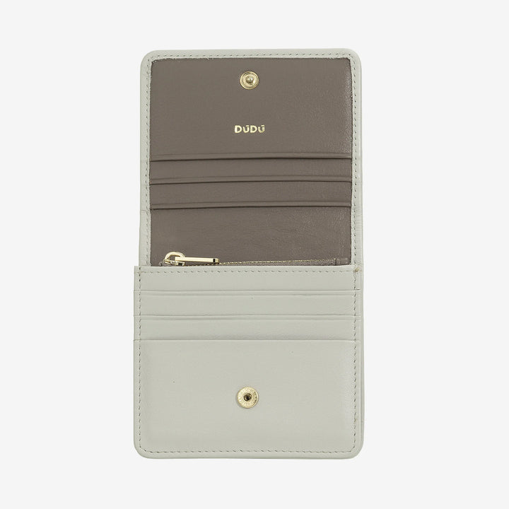 DUDU Portafoglio Piccolo Donna Pelle Intrecciata – Elegante e Compatto con Scomparti per Carte, Tessere, Banconote e Monete – Design Raffinato