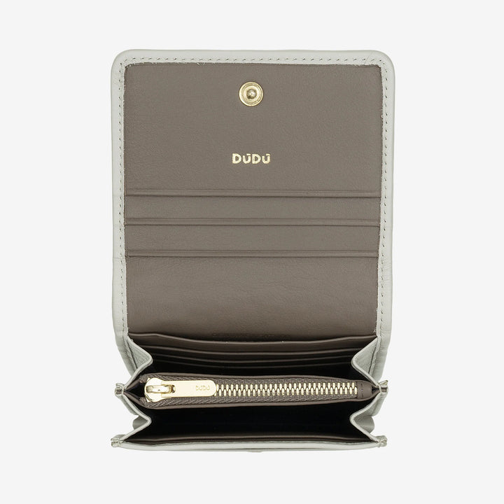 DUDU Portafoglio Piccolo Donna Pelle Intrecciata – Elegante e Compatto con Scomparti per Carte, Tessere, Banconote e Monete – Design Raffinato