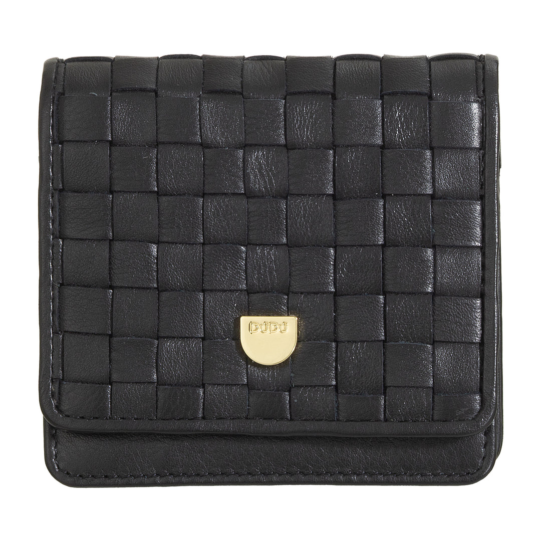 DUDU Portafoglio Piccolo Donna Pelle Intrecciata – Elegante e Compatto con Scomparti per Carte, Tessere, Banconote e Monete – Design Raffinato