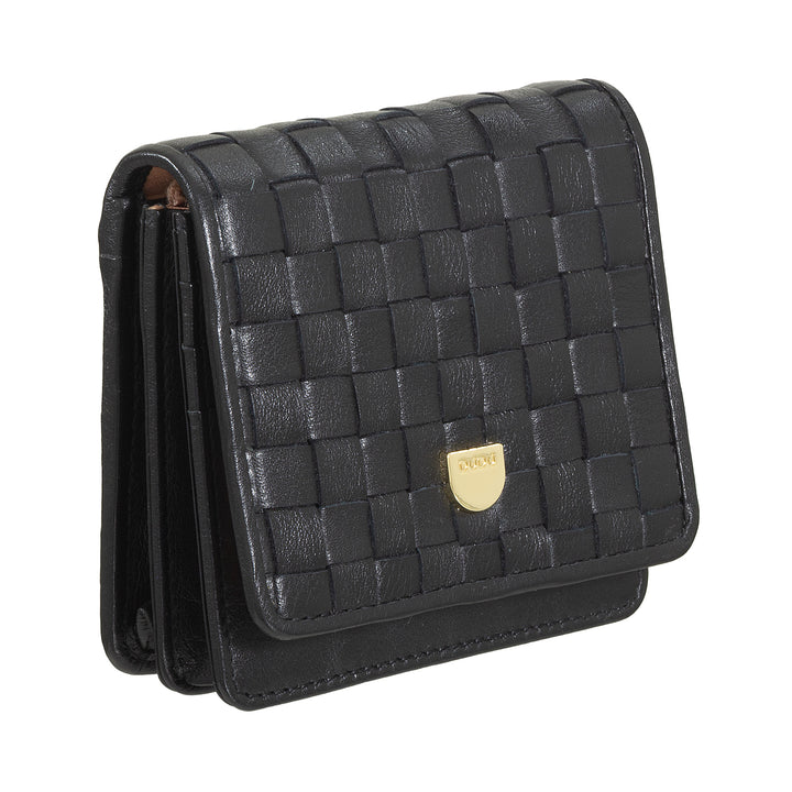 DUDU Portafoglio Piccolo Donna Pelle Intrecciata – Elegante e Compatto con Scomparti per Carte, Tessere, Banconote e Monete – Design Raffinato