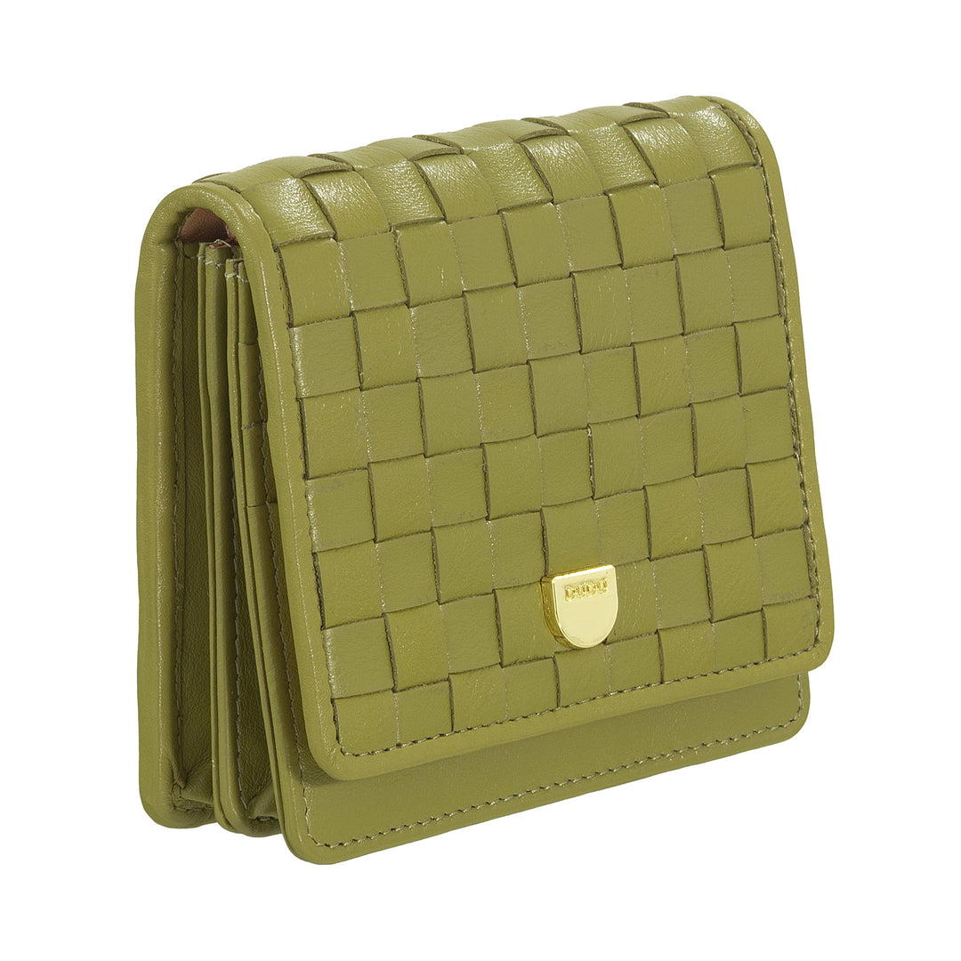 DUDU Portafoglio Piccolo Donna Pelle Intrecciata – Elegante e Compatto con Scomparti per Carte, Tessere, Banconote e Monete – Design Raffinato