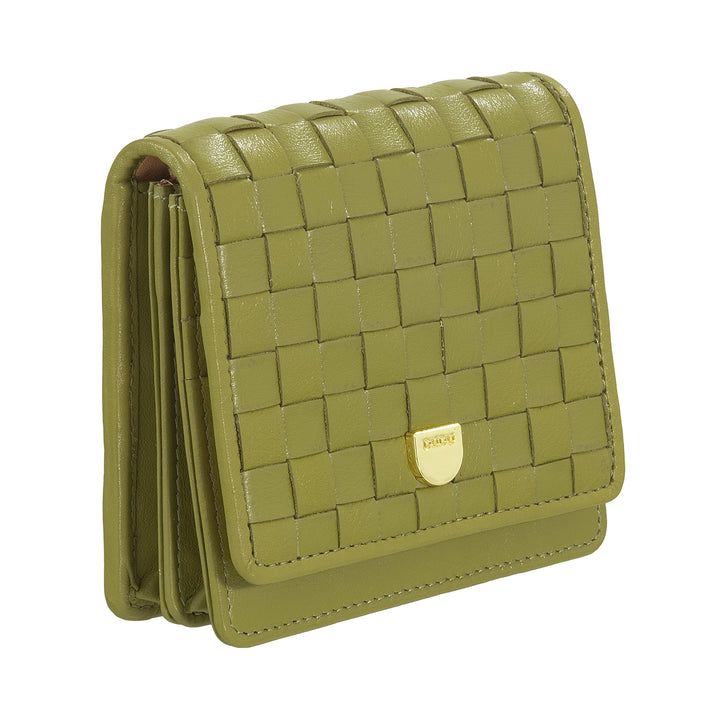 DUDU Portafoglio Piccolo Donna Pelle Intrecciata – Elegante e Compatto con Scomparti per Carte, Tessere, Banconote e Monete – Design Raffinato