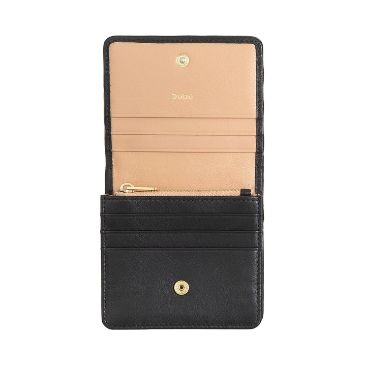 DUDU Portafoglio Piccolo Donna Pelle Intrecciata – Elegante e Compatto con Scomparti per Carte, Tessere, Banconote e Monete – Design Raffinato