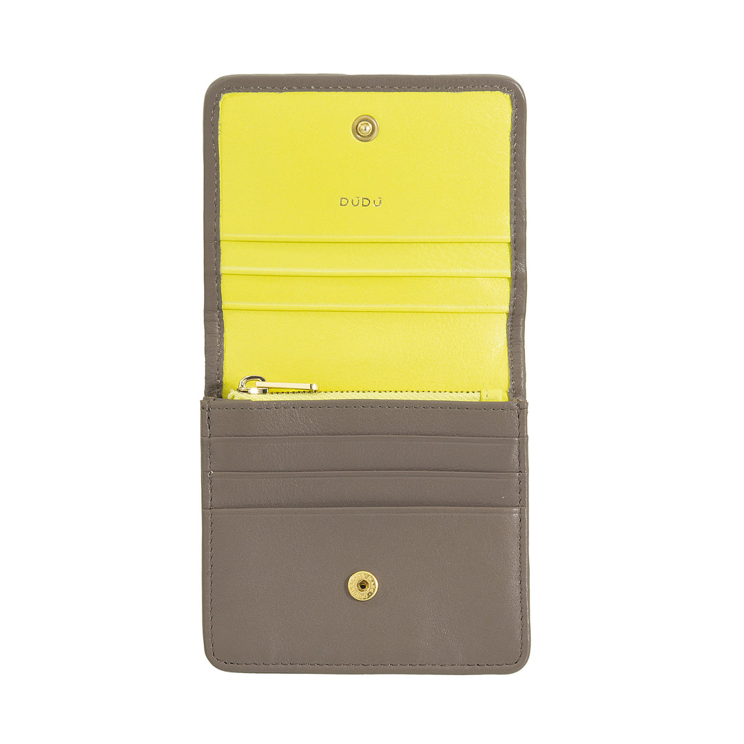 DUDU Portafoglio Piccolo Donna Pelle Intrecciata – Elegante e Compatto con Scomparti per Carte, Tessere, Banconote e Monete – Design Raffinato
