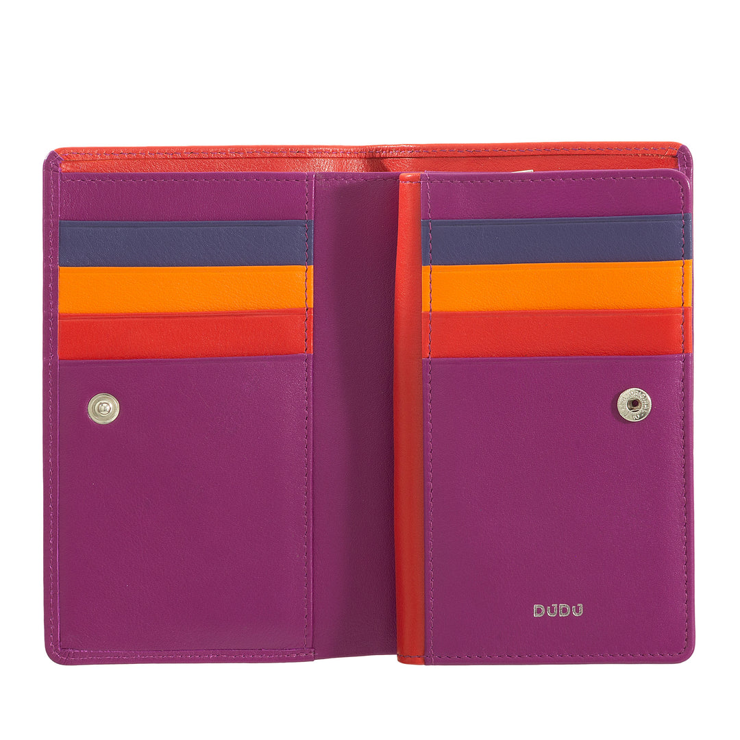 DUDU Bunte RFID-Damenbrieftasche aus mehrfarbigem Leder mit Münzfach mit Reißverschluss, Karten- und Kartenfächern