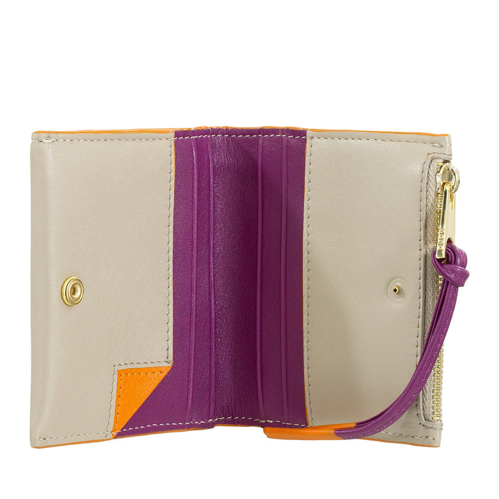 DUDU Portafoglio Donna Piccolo in Pelle con Zip - Portafogli Compatto Slim con Porta Carte Tessere, Tasca Portamonete con Cerniera e Banconote