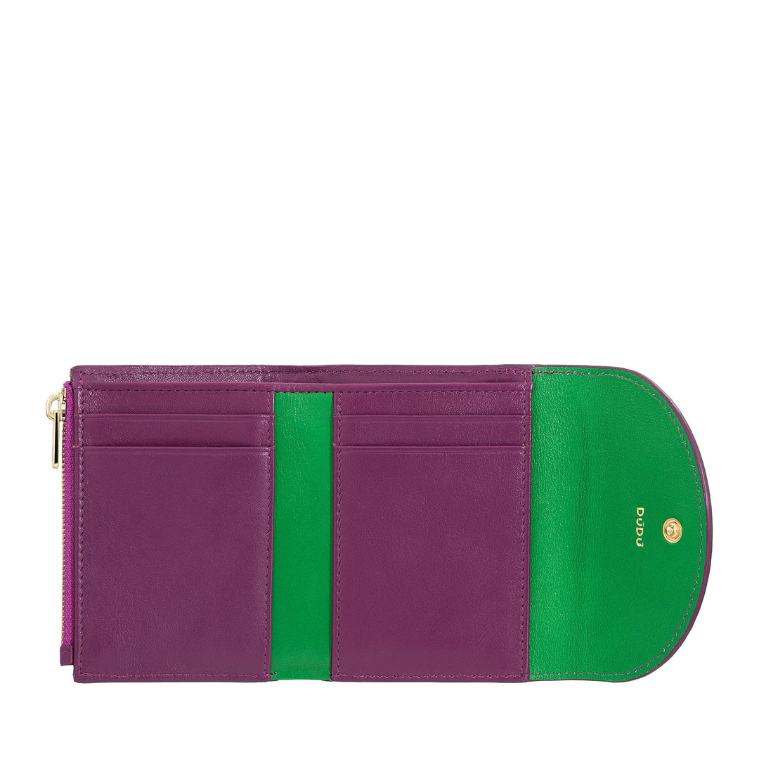 DUDU Portafoglio Donna Piccolo in Pelle Compatto con Porta Carte e Portamonete – Portafogli Donna Vera Pelle Elegante e Capiente