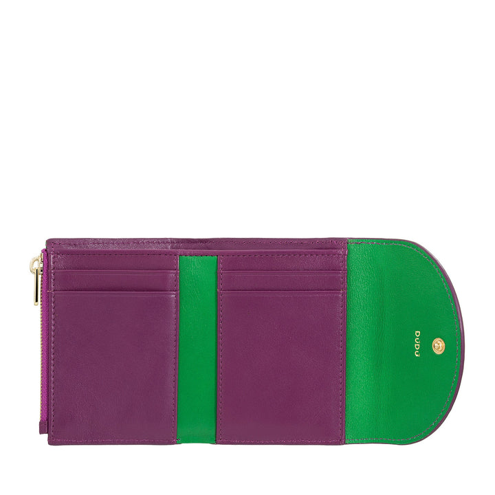 DUDU Portafoglio Donna Piccolo in Pelle Compatto con Porta Carte e Portamonete – Portafogli Donna Vera Pelle Elegante e Capiente