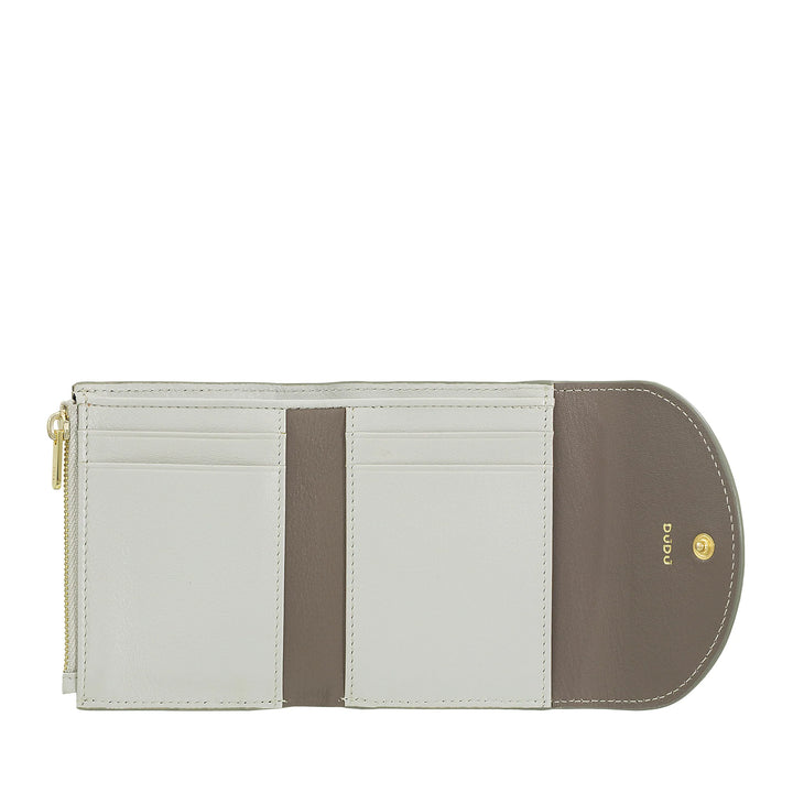 DUDU Portafoglio Donna Piccolo in Pelle Compatto con Porta Carte e Portamonete – Portafogli Donna Vera Pelle Elegante e Capiente