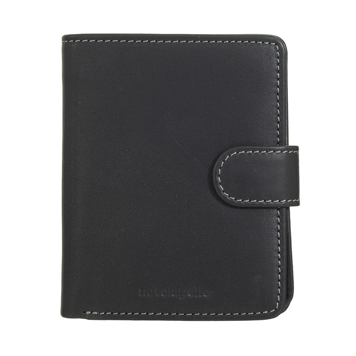Nuvola Pelle Portafoglio Piccolo Donna in Pelle – Elegante e Compatto con Portamonete Zip, Porta Carte e Banconote, Chiusura con Bottone a Linguetta