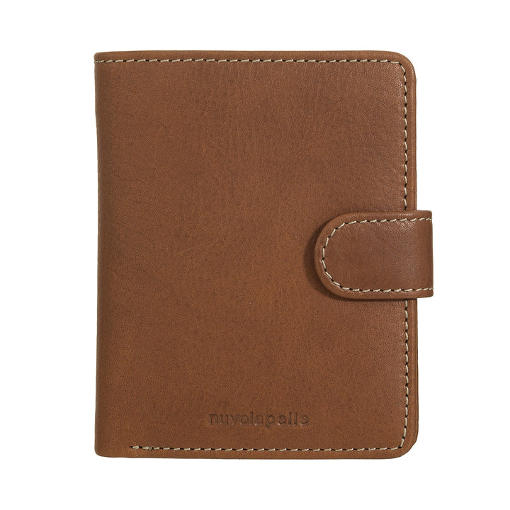 Nuvola Pelle Portafoglio Piccolo Donna in Pelle – Elegante e Compatto con Portamonete Zip, Porta Carte e Banconote, Chiusura con Bottone a Linguetta