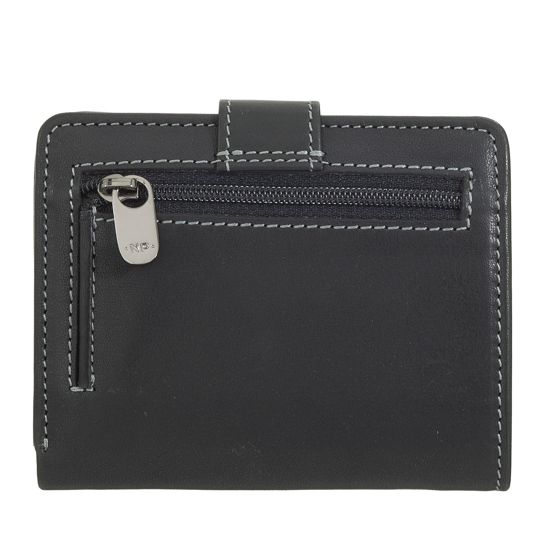 Nuvola Pelle Portafoglio Piccolo Donna in Pelle – Elegante e Compatto con Portamonete Zip, Porta Carte e Banconote, Chiusura con Bottone a Linguetta