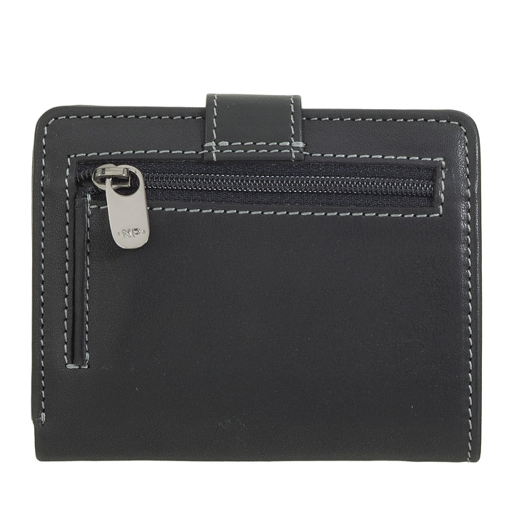Nuvola Pelle Portafoglio Piccolo Donna in Pelle – Elegante e Compatto con Portamonete Zip, Porta Carte e Banconote, Chiusura con Bottone a Linguetta