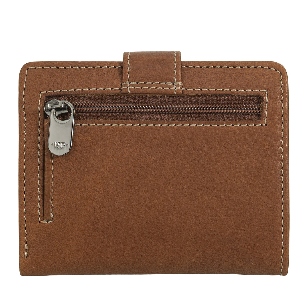 Nuvola Pelle Portafoglio Piccolo Donna in Pelle – Elegante e Compatto con Portamonete Zip, Porta Carte e Banconote, Chiusura con Bottone a Linguetta
