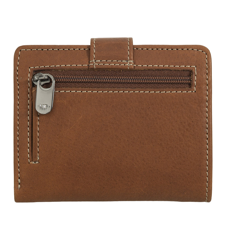 Nuvola Pelle Portafoglio Piccolo Donna in Pelle – Elegante e Compatto con Portamonete Zip, Porta Carte e Banconote, Chiusura con Bottone a Linguetta