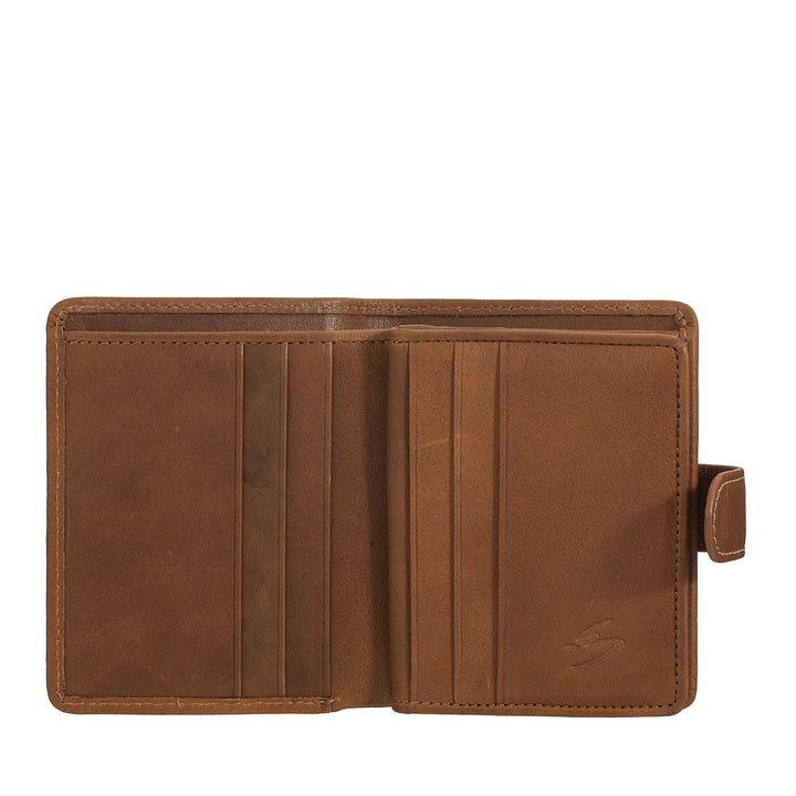 Nuvola Pelle Portafoglio Piccolo Donna in Pelle – Elegante e Compatto con Portamonete Zip, Porta Carte e Banconote, Chiusura con Bottone a Linguetta