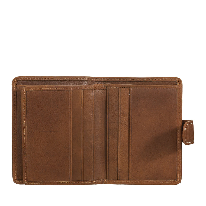 Nuvola Pelle Portafoglio Piccolo Donna in Pelle – Elegante e Compatto con Portamonete Zip, Porta Carte e Banconote, Chiusura con Bottone a Linguetta