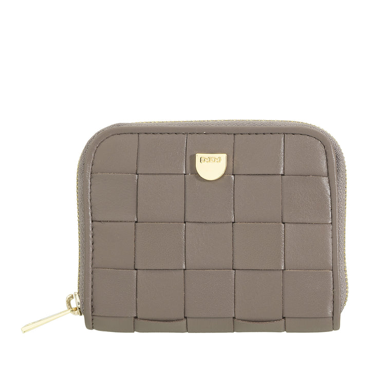 DUDU Portafoglio Donna Piccolo in Pelle Intrecciata Zip Around – Elegante e Compatto, Porta Carte, Portamonete e Banconote con Cerniera