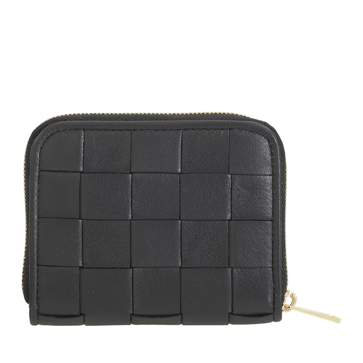 DUDU Portafoglio Donna Piccolo in Pelle Intrecciata Zip Around – Elegante e Compatto, Porta Carte, Portamonete e Banconote con Cerniera